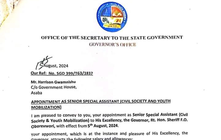 Gov Oborevwori Appoints Activist Harrison as SSA on Civic Society After August Protest