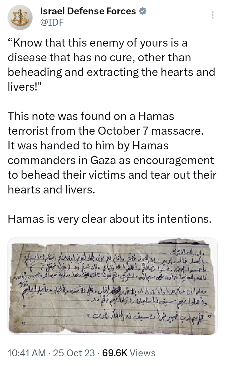 Israel Hamas Note