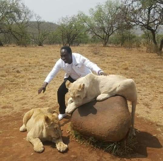 Another Nigerian Pastor Poses With Lions, Sells Oil for Bearing Twins