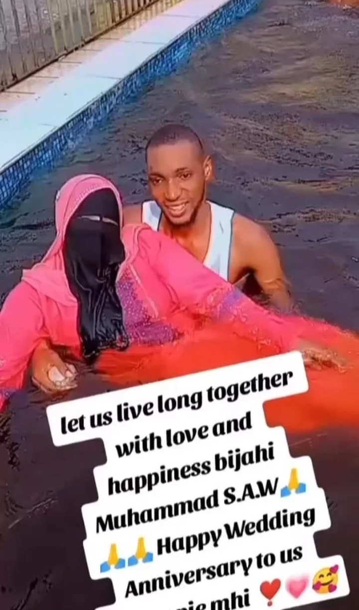 Reactions as man goes swimming with his Niqobite Muslim wife