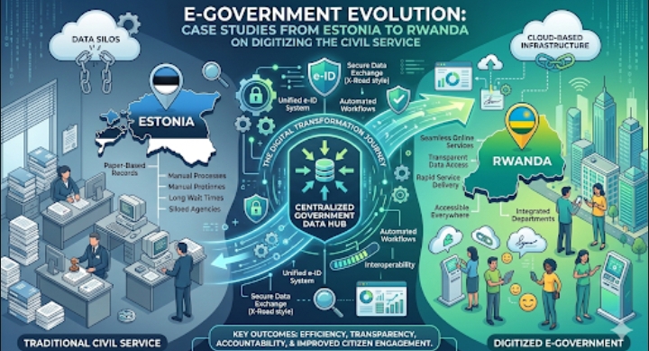 E-Government Evolution: Case Studies from Estonia to Rwanda on Digitizing the Civil Service