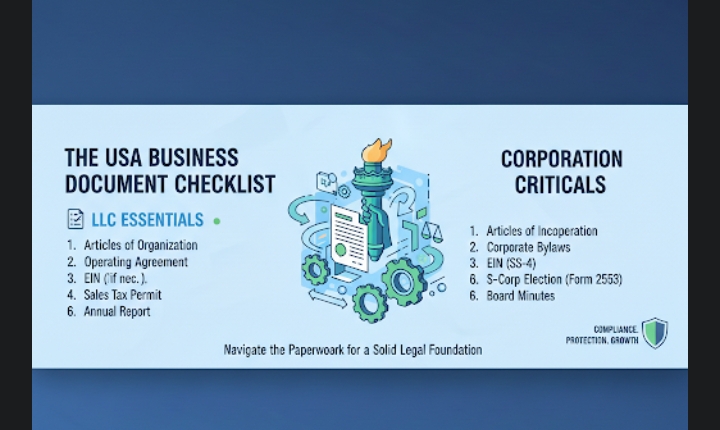 Checklist of Specific Documents Required for an LLC or a Corporation USA