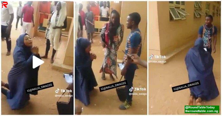 Pls I Love You A Lady Knelt Begging While Another Slapped Her Boyfriend During Proposal